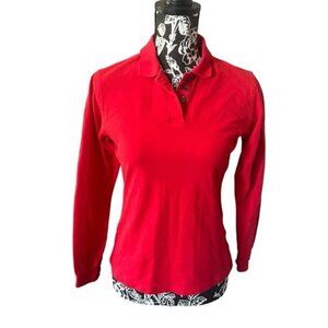 Burberry Golf Polo Shirt Top Long Sleeve Red Small